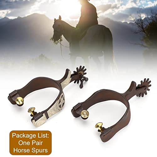 Salutuya Boot Spurs, 2Pcs West Cowboy Spurs Style Spurs Black Stainless Steel Spurs With Gear Elegant Low Carbon Steel Horse Spurs For Equestrian Competition #TOP6