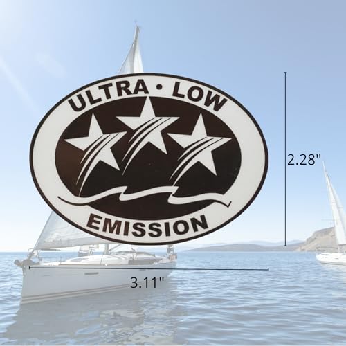 Image of Outboard Motor Low Emission 3 Star California Sticker Decal for Mercury | 3.58 x 2.4 Inch, Also Fit Yamaha, Suzuki, Honda, Johnson Evinrude and most Brand Motors