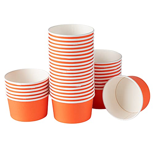 Image of Coppetta 8-Ounce Dessert Cups, 50 Disposable Ice Cream Cups - Lids Sold Separately, Sturdy, Orange Paper Frozen Yogurt Bowls, For Hot And Cold Foods, Perfect For Gelato Or Mousse - Restaurantware