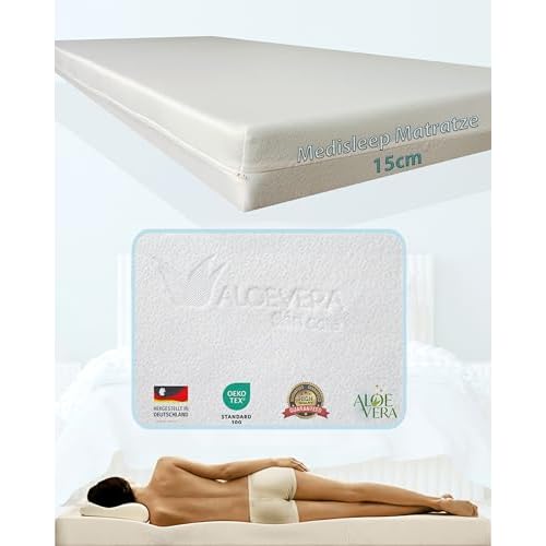 Doctorsleep Medisleep Kaltschaum Rollmatratze Kern 15 cm mit Bezug -Aloe - Vera Größe: 70x190 cm 60-140 KG