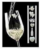 Wedding Wine Charms - Magnetic Stemless Glass Markers - Set of 6 by Simply Charmed