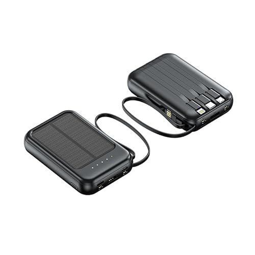 Mini banque d'énergie solaire avec câble intégré, chargeur portable de 10 000 mAh avec panneau solaire pour alimentation d'urgence