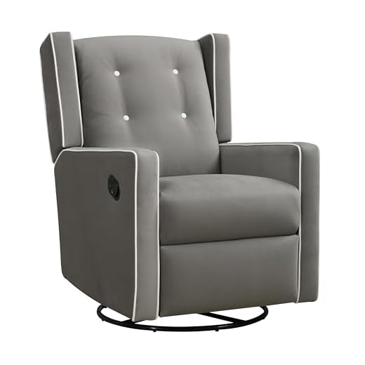 Baby Relax Mikayla Swivel Gliding Recliner, Gray Microfiber