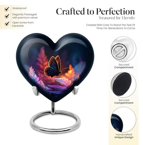 Image of Butterfly Urn - Small Keepsake Funeral Urn for Adult Ashes Women - Large Burial Urns for Mom & Dad - Combo of 8 Inch & 3 Inch