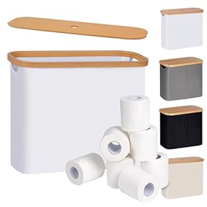 efluky Toilet Paper Storage, Toilet Paper Basket with Lid, Bathroom Organizer, Free Standing Holder Up to 9 Mega Rolls, White