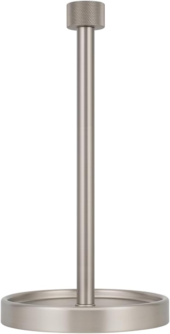 Ivilon Countertop Paper Towel Holder - Modern Knurling End Cap Minimalist Design - Color Gold Polished