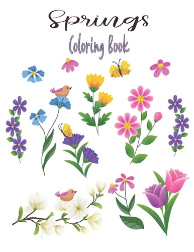 Springs Coloring Book: for Kids with Cute spring flowers Pages to Color