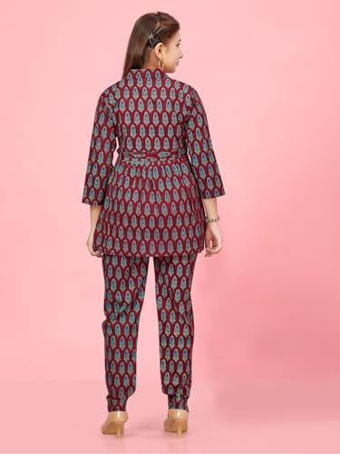 Image of Aarika Girls Blue Colour Cotton Blend Printed Co-ord Set