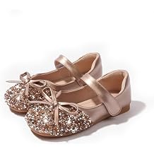 Girls Dress Shoes Flower Girls Mary Jane Flats Ballet Shoes Glitter Princess Shoes