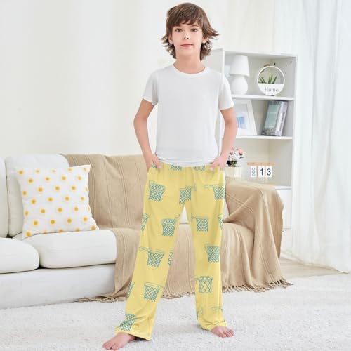 Boy's Pants Basketball Patterns Jogger Pants Elastic Waist Long Bottoms Trousers with Pockets 6-14 Years3