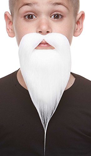 Mustaches Selbstklebender Philosopher Gefälschter Schnurrbart und Bart für Kinder, Neuheit, Falsche Gesichtsbehaarung, Kostümzubehör für Kinder, Weiß Farbe