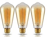 Torchstar LED ST19 Vintage Filament Light Bulb, ST64 S21 Antique Edison Bulb, 4W (40W Equivalent), 2200K Soft White, 400Lm, E26 Medium Base, UL-Listed, 2 YEARS WARRANTY, Pack of 3