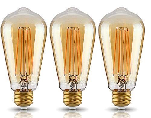 TORCHSTAR LED ST19 Vintage Filament Light Bulb, ST64 S21 Antique Edison Bulb, 4W (40W Equivalent), 2200K Soft White, 400Lm, E26 Medium Base, UL-Listed, Pack of 3