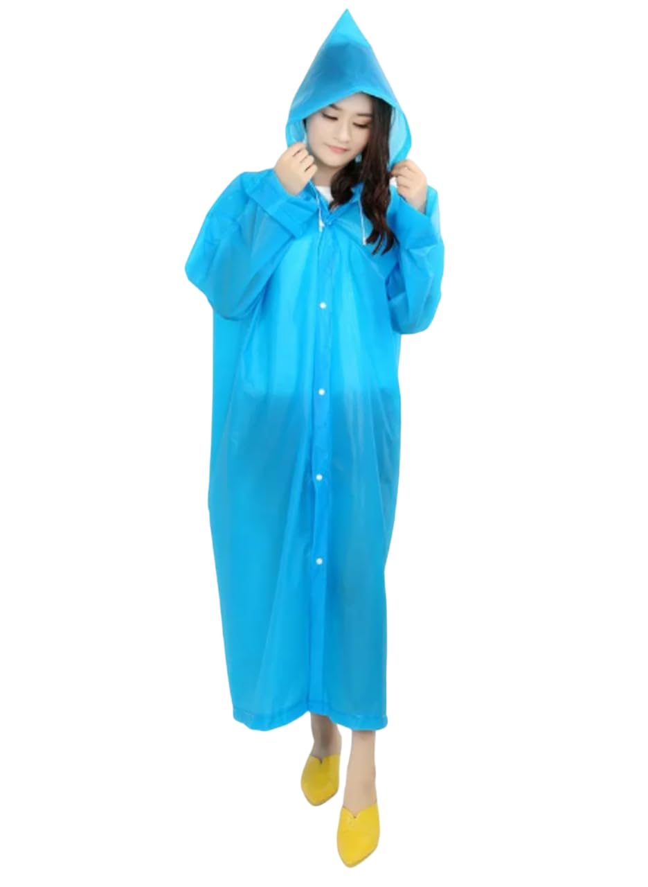 FIRMED STRING RAINCOAT FOR WOMEN-PVC TRANSPARENT WATERPROOF REUSEABLE RAINWEAR WITH FUNCTIONAL POCKETS |ADJUSTABLE HOOD AND CARRYING POUCH|-image-10
