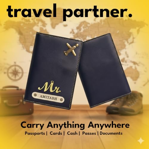 Image of Personalised PU Leather Passport Cover with Name | Customized Passport Holder & Card Organizer | Stylish Unisex Travel Wallet & Gift for Men & Women - Stylish Travel Organizer