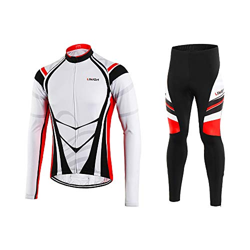 Chaqueta de ciclismo acolchada roja y blanca para hombre XL
