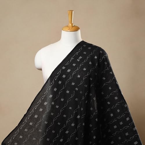 Image of Premium Sambalpuri Ikat Weave Pure Handloom Cotton Shirt Fabric Authentic Odisha Traditional Tie-Dye Craft, Soft & Breathable Natural Cotton Material for Custom Tailoring, Casual & Formal Wear