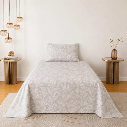 Image of Amazon Brand - Umi Soft Cotton Single Bedsheet 60X90 Inches | 160 TC Lightweight Fabric | Beautiful Elegant Design | Matching Pillow Cover