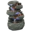 Sunnydaze Stacked Rocks 10.5 Inch Indoor Tabletop Water Fountain with LED Lights - Quiet Sounds
