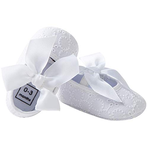 Lzsyc Baby Girls Mary Jane Flats Anti-Slip Bow White Princess Dress Shoes Us5 #TOP1