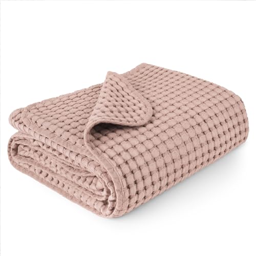 Image of Konssy Waffle Baby Blanket - Soft & Cozy Nursery Swaddle Blanket, Lightweight Toddler Throw for Boys & Girls, Ideal for Wrapping(Blush Pink)