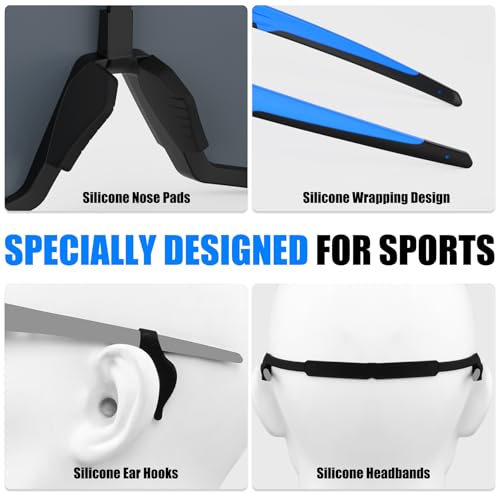 Image of X-TIGER Polarized Sports Sunglasses with 5 Interchangeable Lenses,Mens Womens Cycling Bike Glasses,Baseball Running Fishing