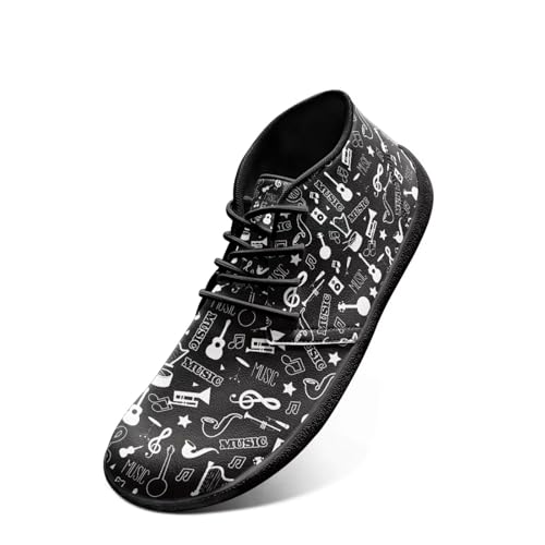 Chririnla Music Note Non Slip Sneakers Trail Running Shoes Comfortable Cozy Skin-Friendly Sneaker Lightweight Lace-up Dress Boots Wide Minimalist Barefoot Shoe