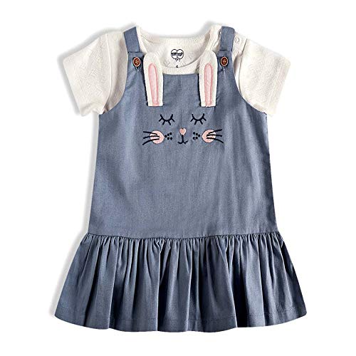 Salopete Sarja Coelha, Tip Top, Toddler Menina, Azul Jeans, 1T