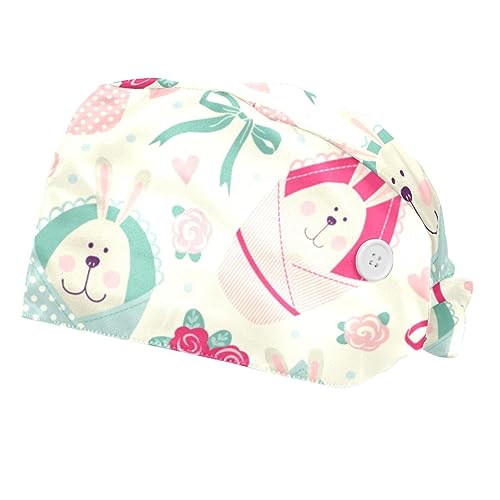 Chapeaux de travail ajustables VERED avec bandeau, motif lapin mignon, lot de 2