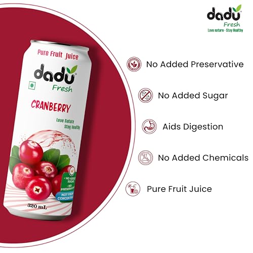 Image of Dadu Fresh Tropical & Berry Fruit Juice Combo | Passion Fruit, Cranberry, Mixed Berries & Lychee | Pure Fruit Healthy Beverage | No Added Sugar, No Preservatives, Not from Concentrate | Vitamin Rich & Naturally Refreshing | 1070ml (4 Cans)