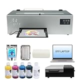 HIXSOP DTF Printer A4 L805 with Roll Feeder, Direct to Film Transfer Printing Machine with White Ink Circulation System and Semi-Automatic Cleaning for DIY T Shirt (Printer+Oven+Laptop+Ink+Software)