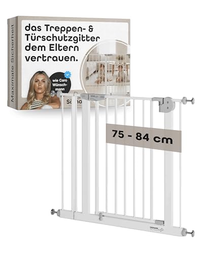 Sämann Türschutzgitter & Treppenschutzgitter 75-127 cm - extra hoch - zum Klemmen ohne Bohren - Tür mit 90° Stopp - automatisches schließen