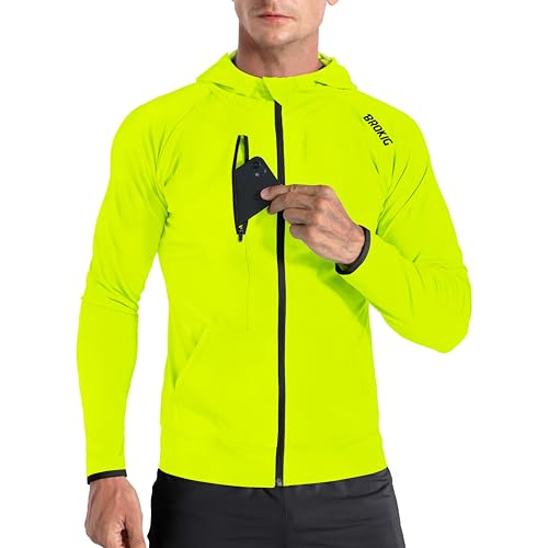 Image of BROKIG Mens Windbreak Running Jacket Zip Up Hoodie