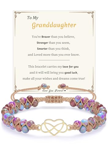 Image of Gifts for Daughter Granddaughter, To My Mom Grandma Wife Girlfriend Sister Jasper Heart Bracelets Birthday Graduation Anniversary Christmas Stocking Stuffers Valentines Mothers Day Jewelry