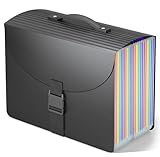 TOPCJ 25 Pockets File Organizer with Plastic Handle,Expanding File Folders for Receipt,Paper,Documents,Monthly tab Including in Accordion File Folder Organizer,Perfect Filing Folder Matte