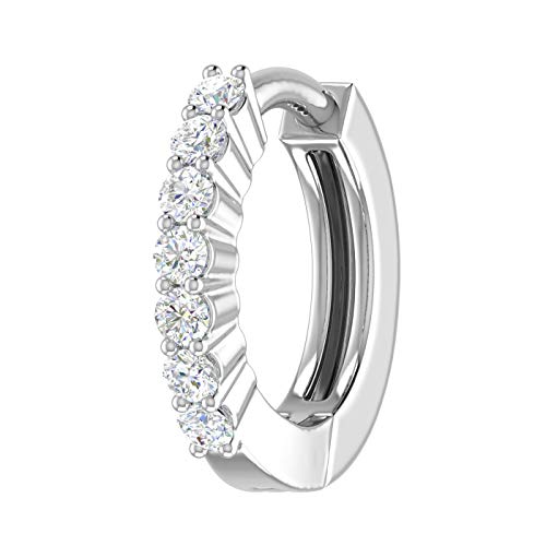110 Carat 7-Stone Natural Diamond Nose Pin Hoop Hinged Clicker Nose Rings Hoops in 10K Gold Gift for Women product thumbnail 2