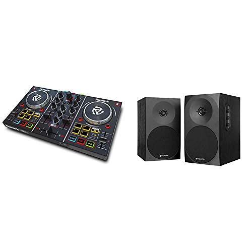 Numark Party MixControlador de DJ plug-and-play de 2 canales para Serato DJ Lite + Woxter Dynamic Line 410 � Altavoces est�reo 2.0 Autoamplificados con 150W de potencia, Madera