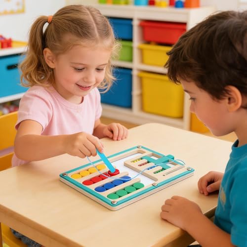 Juego de clasificación de colores de madera educativo infantil con desplazamiento magnético liso 5