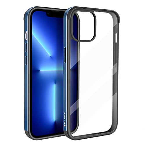 ASOBEAGE Carcasa para iPhone 13 (Marco de Metal, antigolpes, antiarañazos, no amarillea, Transparente), Color Azul Oscuro Cover