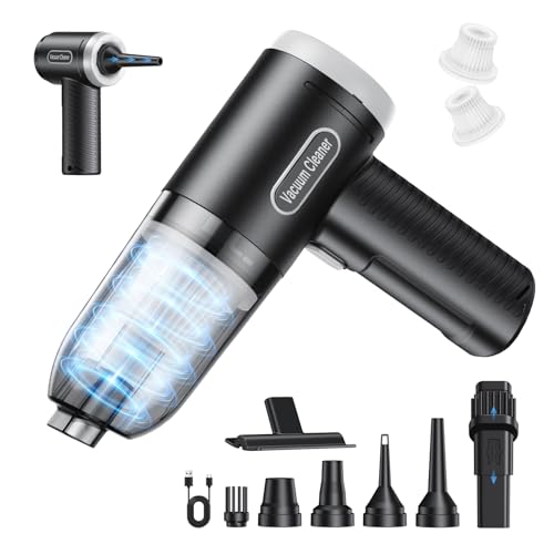 Abanso Car Vacuum Portable Cordless, 16000Pa Handheld Vacuum Mini Vacuum Cleaner High Power with Best Suction Brushless Motor, 4 in 1 2-Speed Air Duster Portable Vacuum for Car Keyboard Pet Hair