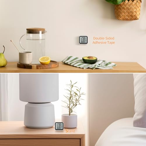 NOKLEAD Thermomètre à humidité intérieure Mini Appareil de mesure de la température de la chambre de moniteur d'hygromètre avec indicateur de confort de l'icône faciale ℃/℉ Switch pour Baby Room Greenhouse Bureau salon (2)