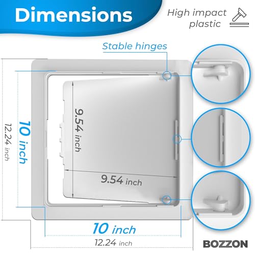 Image of Access Panel for Drywall - 10x10 inch - Wall Hole Cover - Access Door - Plumbing Access Panel for Drywall - Heavy Durable Plastic White