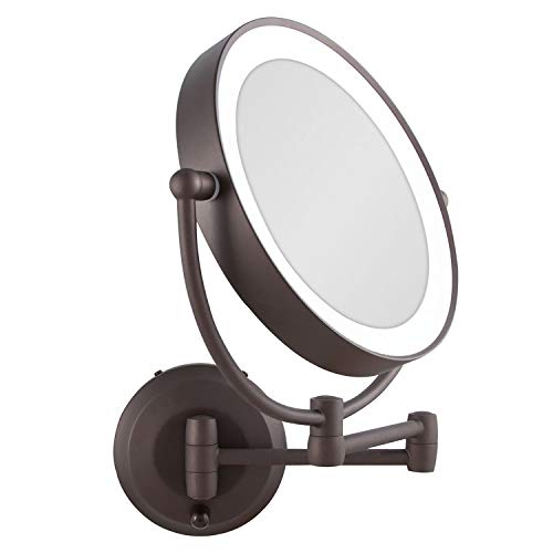 Zadro 10X/1X Magnification Cordless LED Lighted Dual Sided Wall Mirror, 7-1/2 Inch, Oil-Rubbed Bronze