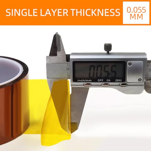 Image of QILIMA Polyimide Tape High Temperature Resistant, Heat Transfer & Sublimation Tape for Heat Press, Thermal Insulation, Industrial Sealing, 5 Pack 2inch x 33m(108ft)