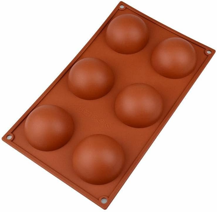 HOMEBAKERS MART Silicone 6-Cavity Half Circle Half Sphere Half Round Hemisphere Baking Mould Chocolate Desserts Ice Cream Bombs Soap (Random Colour) 7 Cm Diameter x 3.5 cm Deep; 6 Cavities