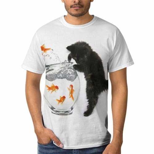 T-shirt homme chat noir confortable pour éviter la chaleur d'été
