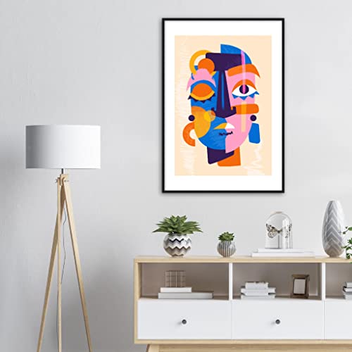 Art mural abstrait portrait géométrique déco murale moderne bois 30x40