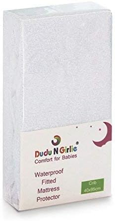Dudu N Girlie Crib Mattress Protector 90 x 40 Waterproof - Breathable Terry Towel Deep Bedside Crib Mattress Protector -Topper Cover kids mattress protector waterproof.