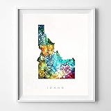 Idaho Watercolor Map Wall Art Poster Home Decor Print Watercolour Artwork - Unframed