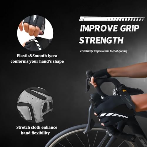Guantes de ciclismo acolchados con gel y medio dedo para hombre y mujer miniatura 4
